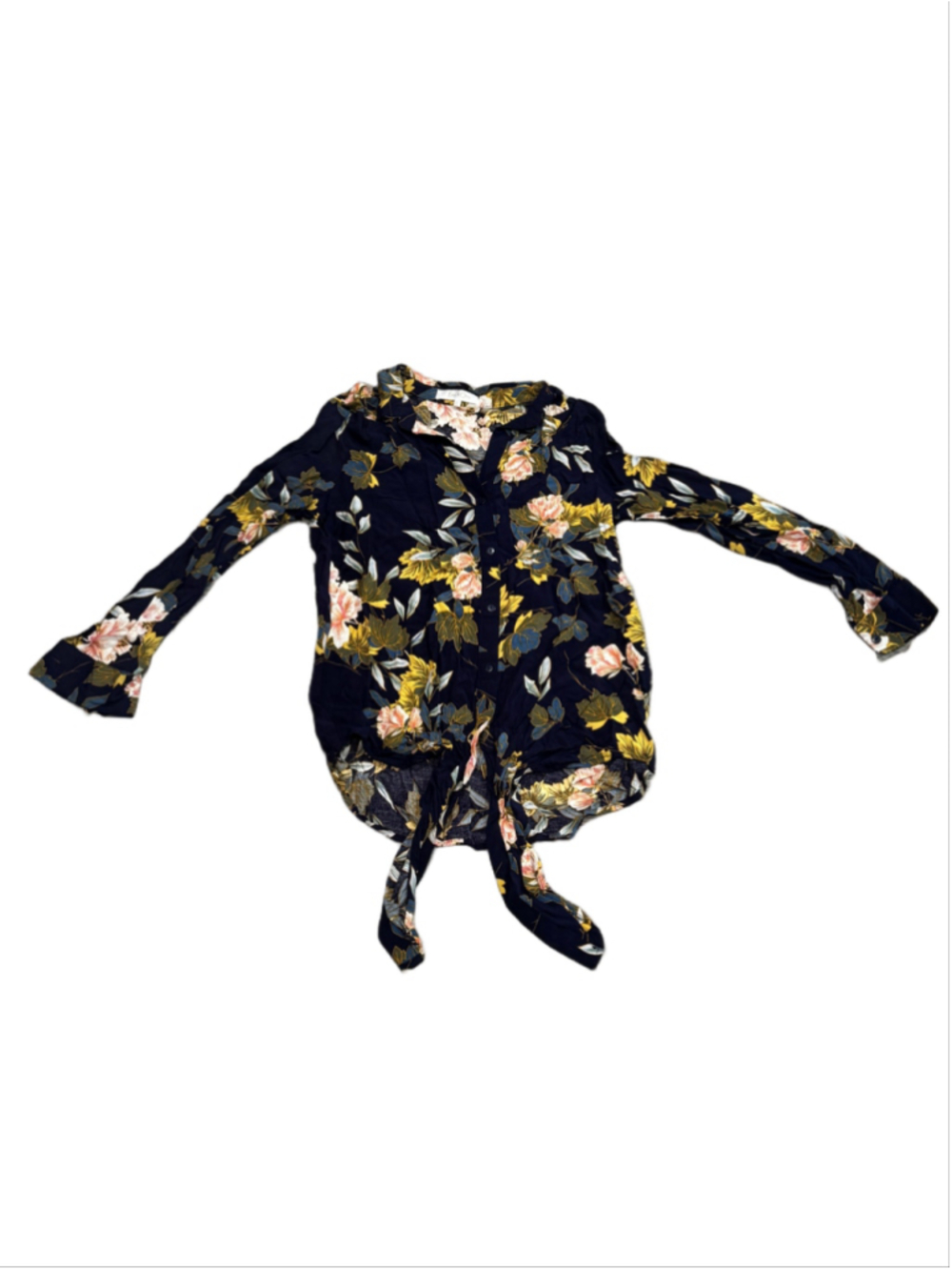 Eden & Olivia Floral Button Down Front Knot Long Sleeve